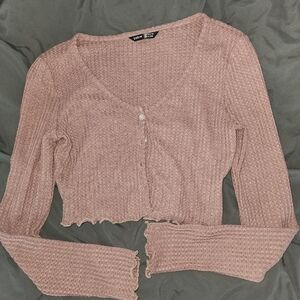 SHEIN Dusty Pink Ribbed Crop Top